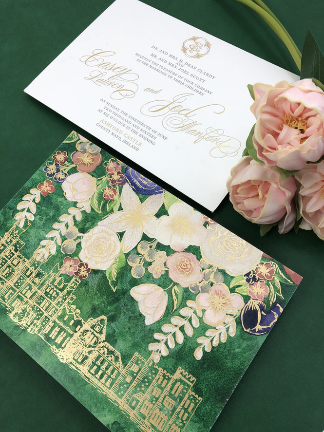 Ashford Castle in Ireland Inspired Wedding Invitation