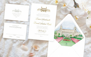 The Breakers Black and White Watercolor Invitation Envelope Liner
