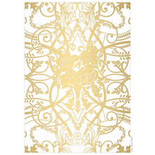 Load image into Gallery viewer, Invitation back with baroque scrolls and flowers in gold foil. Ceci New York logo centered in the bottom, middle of invitation.