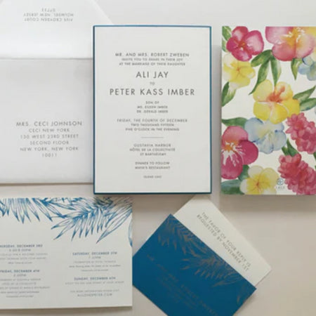 Floral Watercolor Invitations with an Island Flair