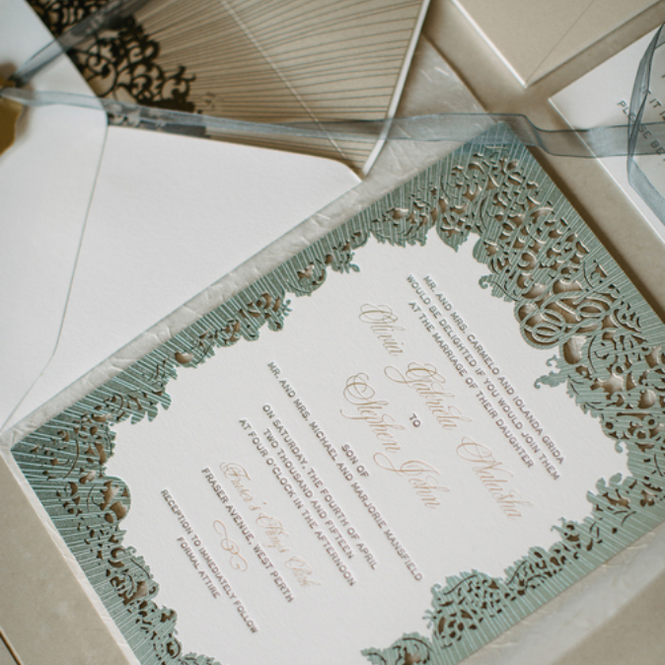 Elegant Floral Laser-Cut Custom Wedding Invitations