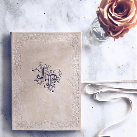 Velvet covered wedding invitation folio
