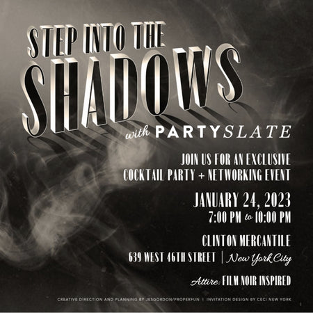 A Luxe Digital Invitation for PartySlate's Film-Noir Inspired Corporate Cocktail Party