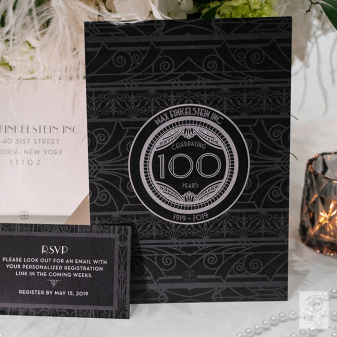 Great Gatsby inspired corporate event invitation