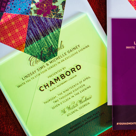 Chambord party invitation in acrylic