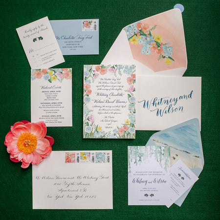 Botanical watercolor wedding invitation