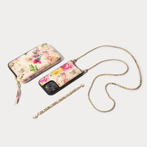 Crossbody and Expanded Pouch with Wristlet in Ceci Ivory Floral/Gold