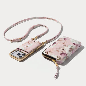 Donna Pouch Set - Ceci Pink Floral/Chrome Gold