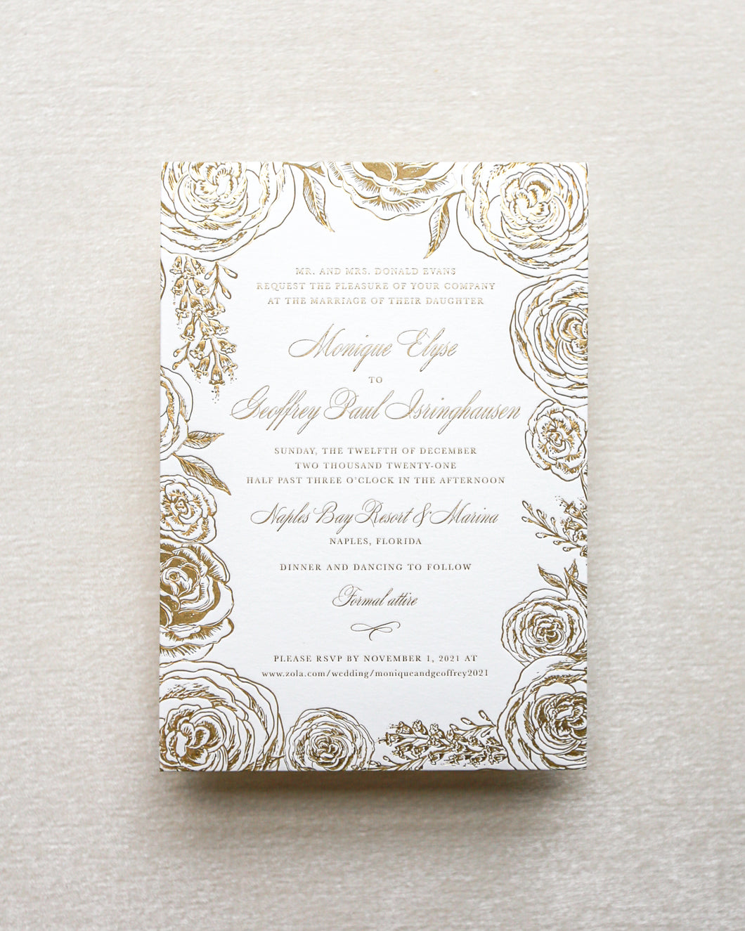 Bouquet in Blooms Invitation - Gold
