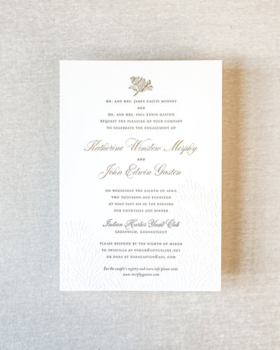 Coral Cove Gold Invitation