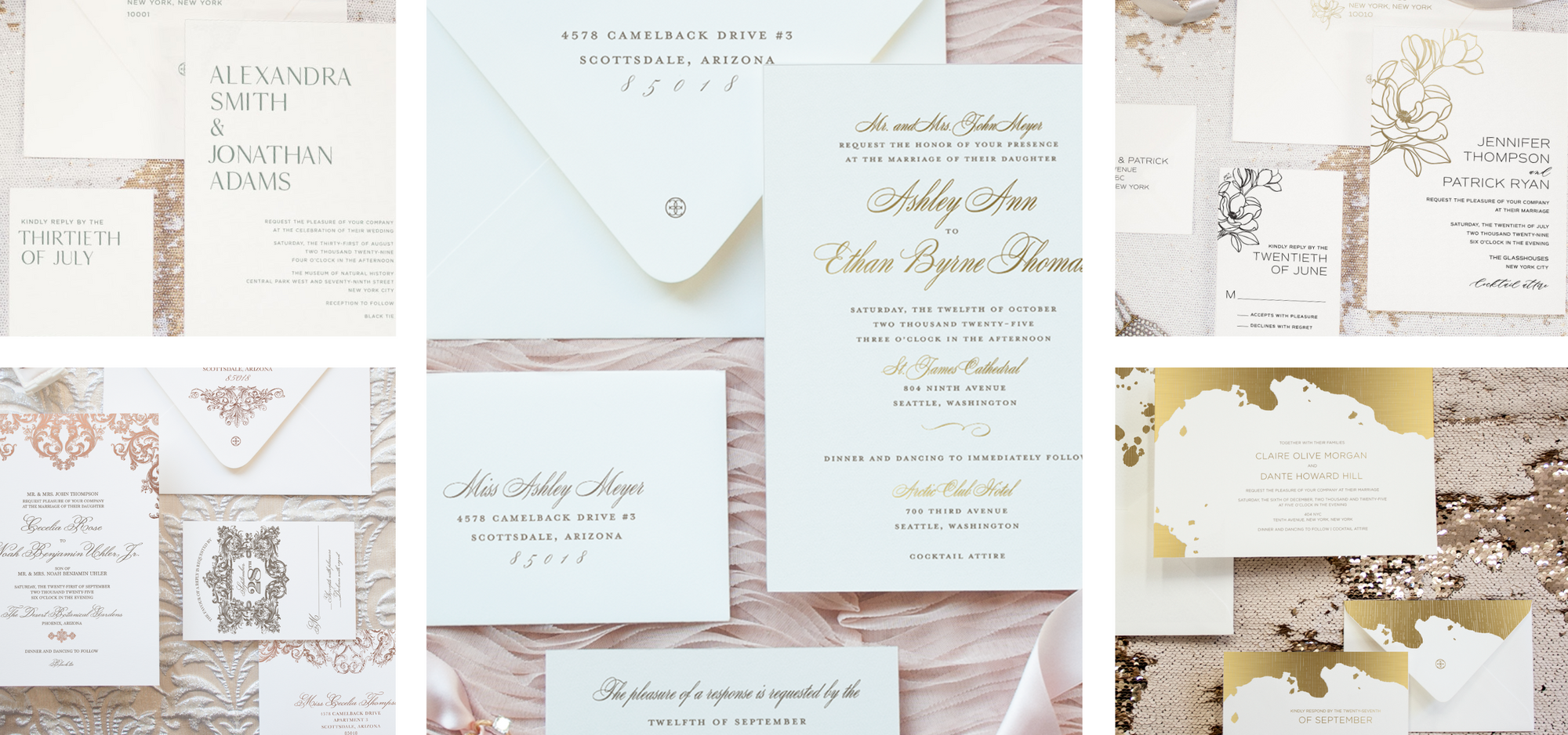 Ashley collection  monogram wedding invitations