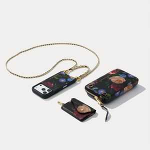 Rae Magnet Duet Crossbody Phone Case Pouch Set - Ceci Midnight Garden/Gold