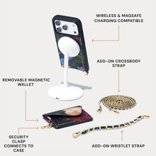 Load image into Gallery viewer, Rae Magnet Duet Crossbody Phone Case Pouch Set - Ceci Midnight Garden/Gold