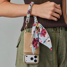 Load image into Gallery viewer, Ceci Blue Floral Scarf Twilly Wristlet