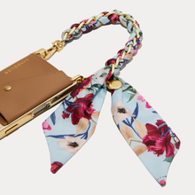 Load image into Gallery viewer, Ceci Blue Floral Scarf Twilly Wristlet