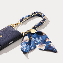 Load image into Gallery viewer, Scarf Twilly Wristlet - Ceci Indigo Floral Gold