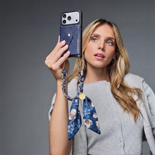 Load image into Gallery viewer, Scarf Twilly Wristlet - Ceci Indigo Floral Gold