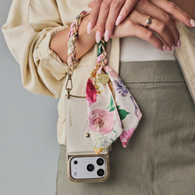 Load image into Gallery viewer, Ceci Ivory Floral Scarf Twilly Wristlet