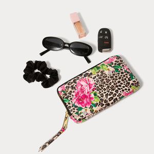 Top Grain Leather Expanded Zip Pouch in Ceci Cheetah/Gold