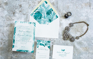 Turquoise Palm Court Border Save the Date