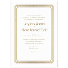 Load image into Gallery viewer, Gold decorative line border on a white card holding block and deco gold text.