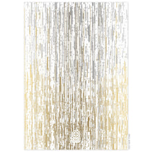 Load image into Gallery viewer, Ombre silver to gold lines falling from the top of the white card to the bottom. Gold Ceci New York Logo on the bottom of the card.