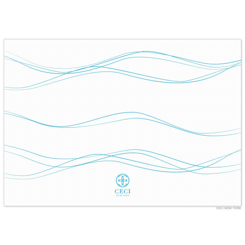 Thin, wavy, horizontal blue lines above a small ceci new york logo.