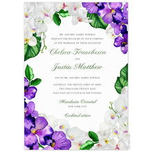 Load image into Gallery viewer, Purple and white watercolor flowers on the border of the card. Block and script font centered in between the floral border.