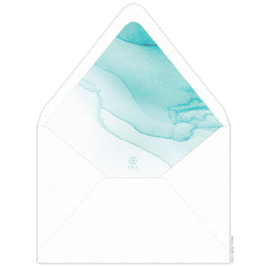 Ombre turquoise watercolor envelope liner