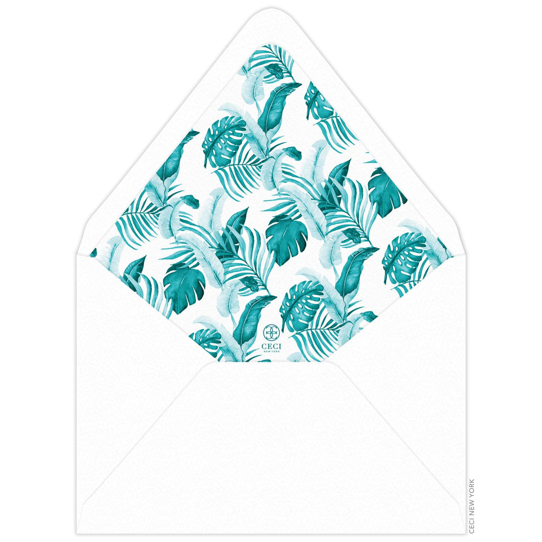 Turquoise Watercolor palm leaf liner