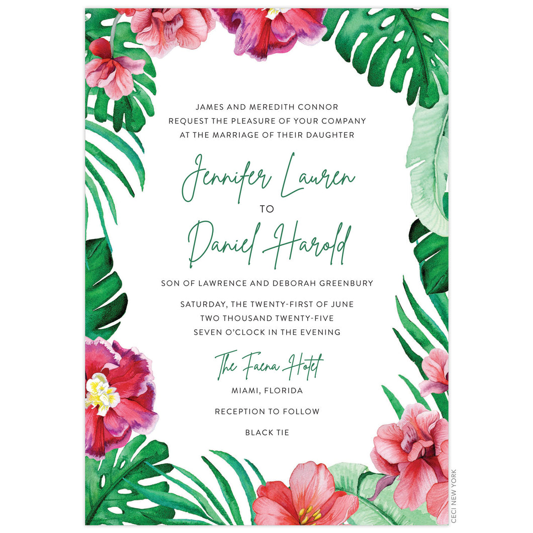 Hibiscus Palm Border Invitation