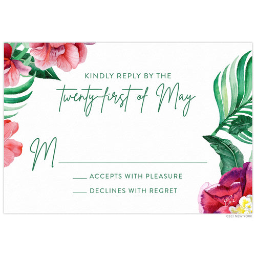 Hibiscus Palm Breeze Reply Card