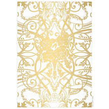 Load image into Gallery viewer, Invitation back with baroque scrolls and flowers in gold foil. Ceci New York logo centered in the bottom, middle of invitation. 