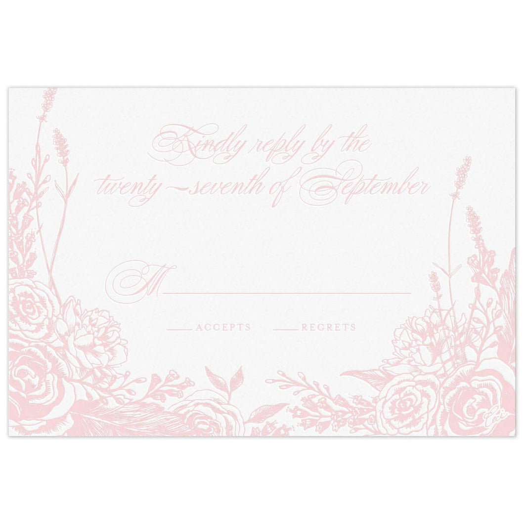 Bouquet in Blooms Romantic Rose Reply Card