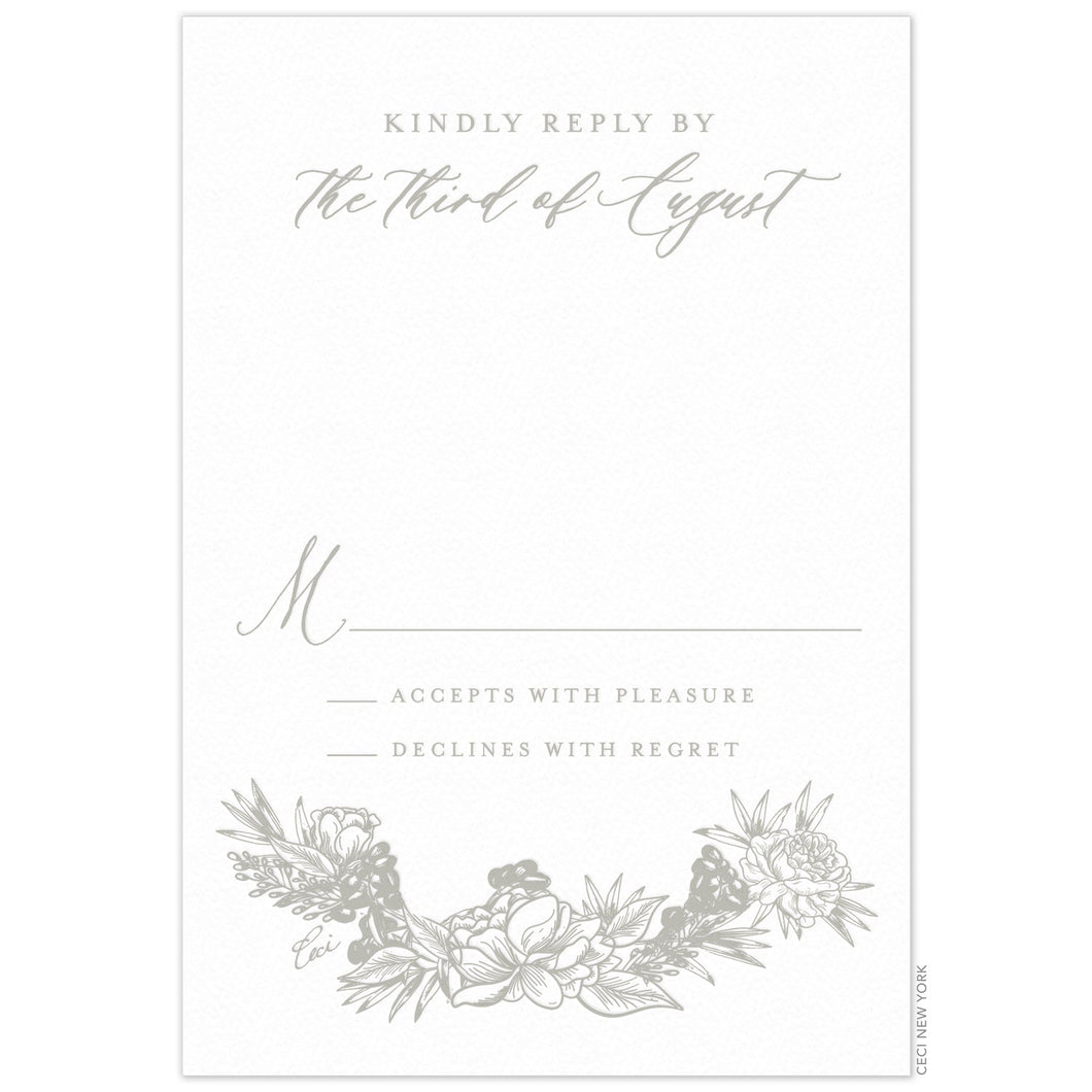 Olive Wreath Reply Card