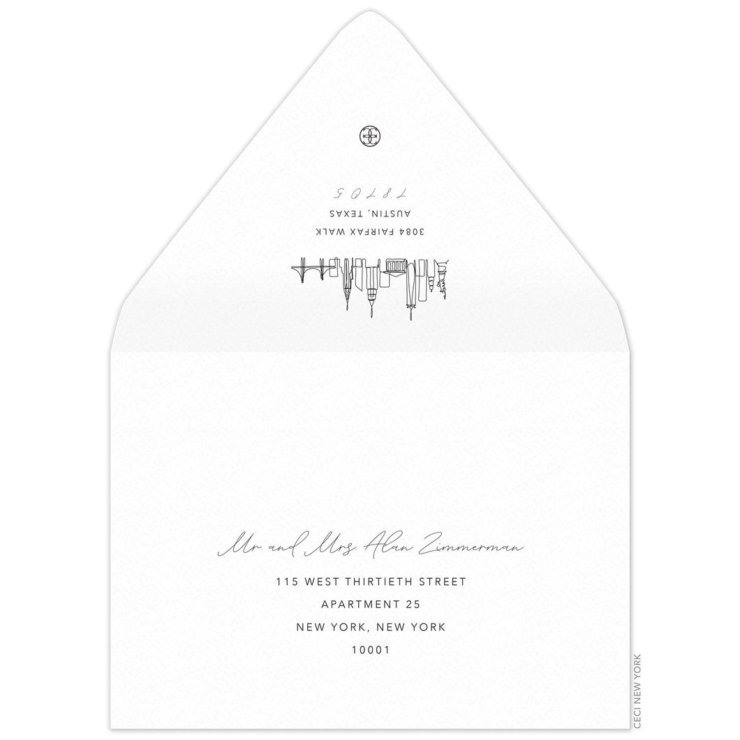 Skyline Sketch Save the Date Envelope
