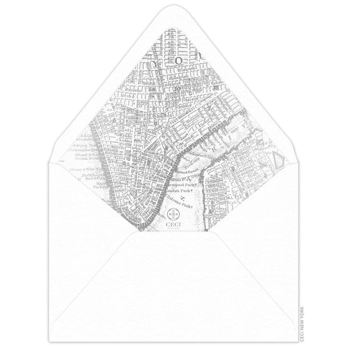 Vintage Map Invitation Envelope Liner