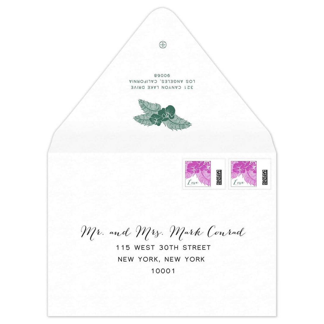 Orchid Palms Blooms Invitation Envelope