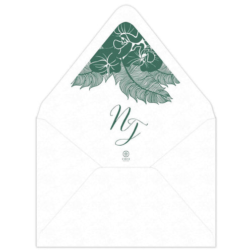 Orchid Palms Blooms Invitation Envelope Liner