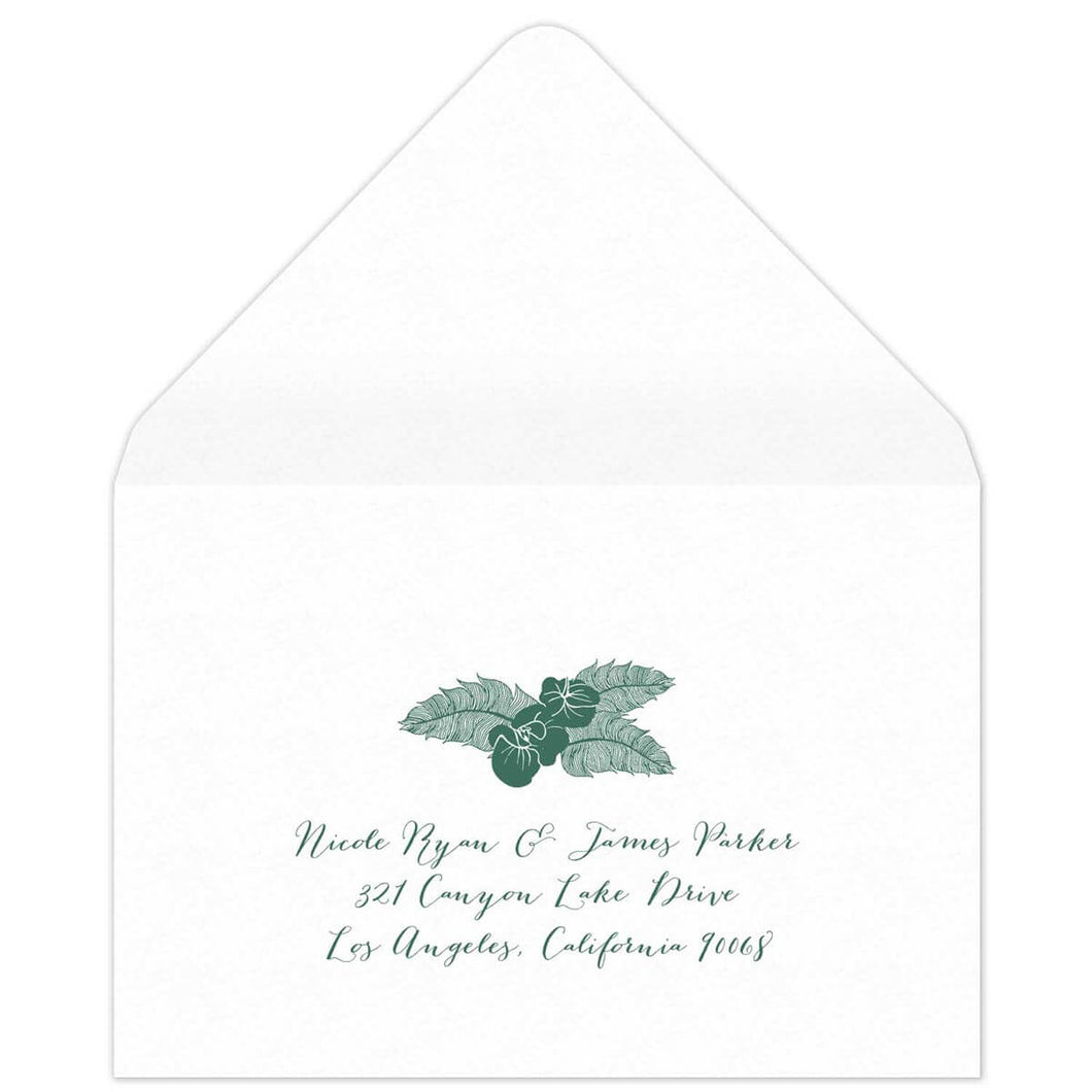 Orchid Palms Blooms Reply Card Envelope