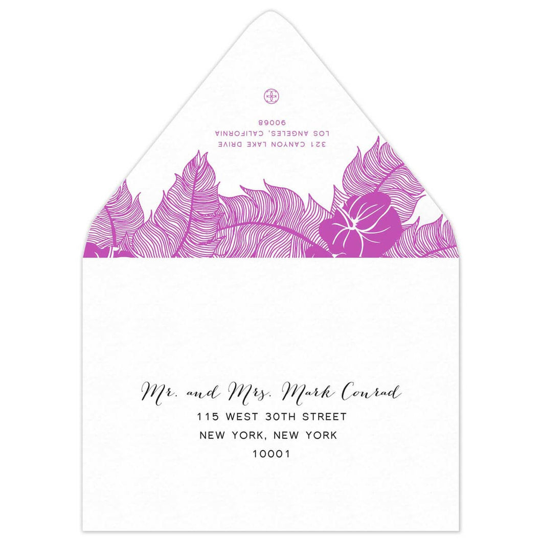 Orchid Palms Draping Save the Date Envelope