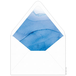 Ombre blue watercolor wash envelope liner