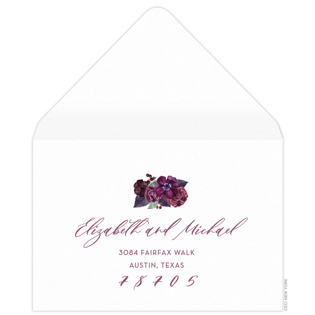 Violet Celine Bouquet Reply Card Envelope