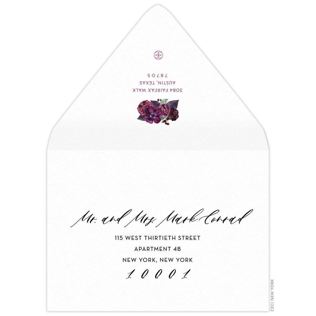 Violet Celine Bouquet Save the Date Envelope