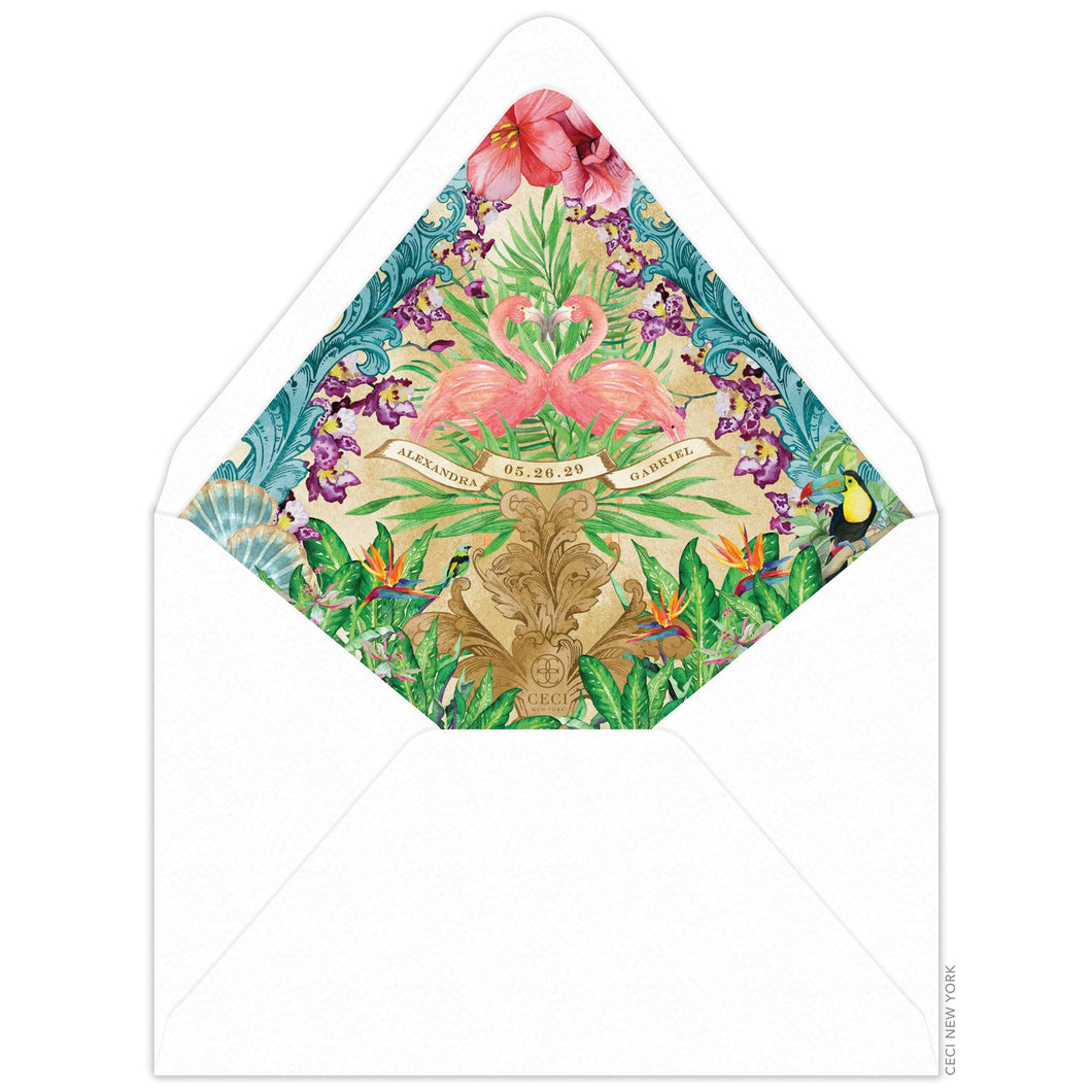 Faena Flamingo Love Invitation Envelope Liner