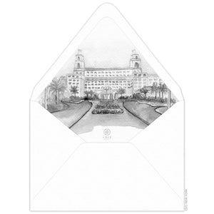 The Breakers Black and White Watercolor Invitation Envelope Liner