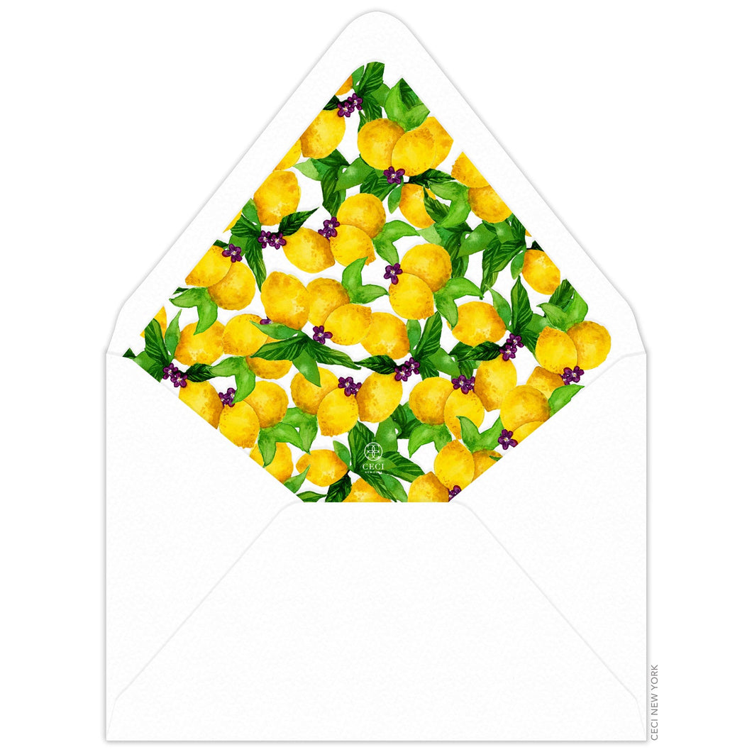 Capri Lemon Invitation Envelope Liner