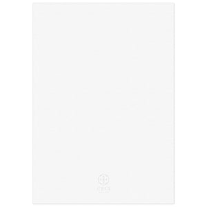 the back of a blank white paper invitation