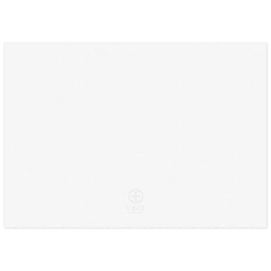 the blank back of a horizontal white paper invitation